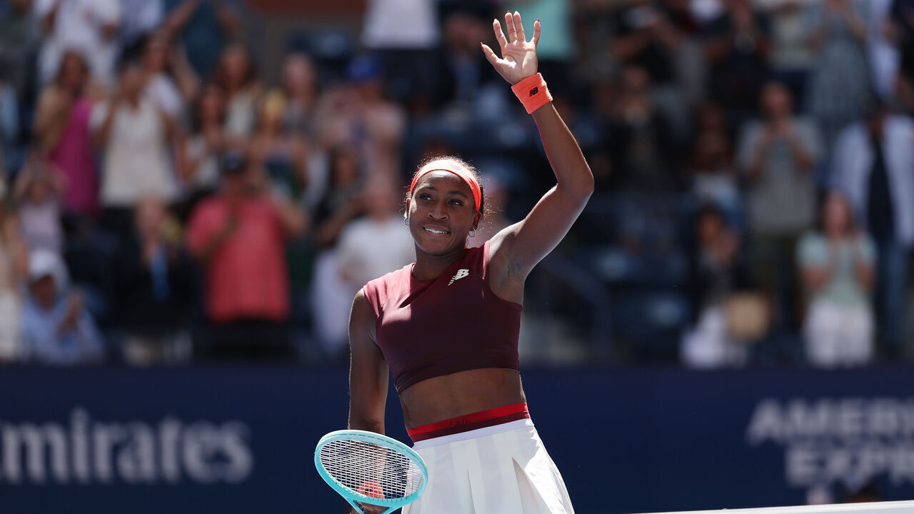 NEW YORK, NEW YORK - AUGUST 30: Coco Gauff of the United States acknowledges the crowd after defeating Magdalena Frech of Poland following their Women's Singles Third Round match on Day Seven of the 2025 US Open at USTA Billie Jean King National Tennis Center on August 30, 2025 in the Flushing neighborhood of the Queens borough of New York City.