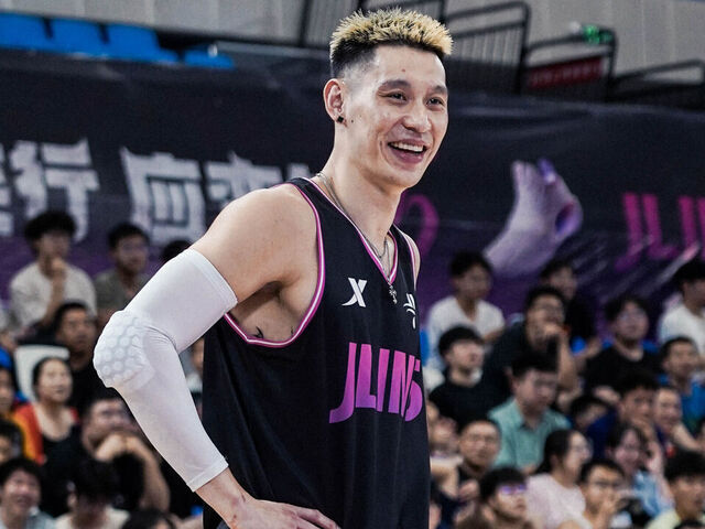 SHENYANG, CHINA - JULY 05: Former NBA star Jeremy Lin joins in a game at Northeastern University Liu Changchun Gymnasium on July 5, 2025 in Shenyang, Liaoning Province of China.