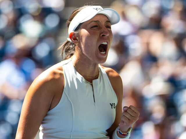 NEW YORK, NEW YORK - AUGUST 31: Jessica Pegula of the United States reacts to defeating Ann Li of the United States in the fourth round on Day 8 of the US Open at USTA Billie Jean King National Tennis Center on August 31, 2025 in New York City