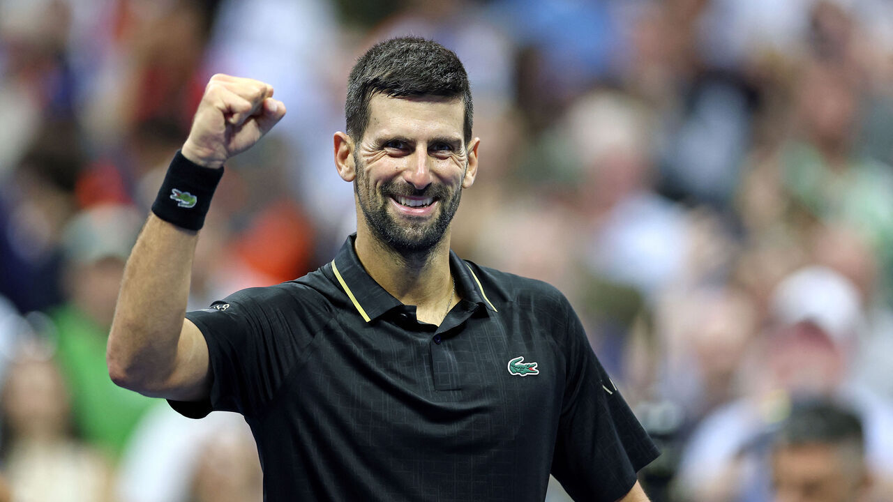 Serbia's Novak Djokovic celebrates his victory over Germany's Jan-Lennard Struff during their men's singles round of 16 tennis match on day eight of the US Open tennis tournament at the USTA Billie Jean King National Tennis Center in New York City, on August 31, 2025.