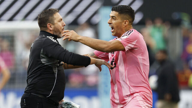 SEATTLE, WASHINGTON - AUGUST 31: Luis Suárez #9 of Inter Miami CF argues after the Leagues Cup Final match between Seattle Sounders and Inter Miami CF at Lumen Field on August 31, 2025 in Seattle, Washington.