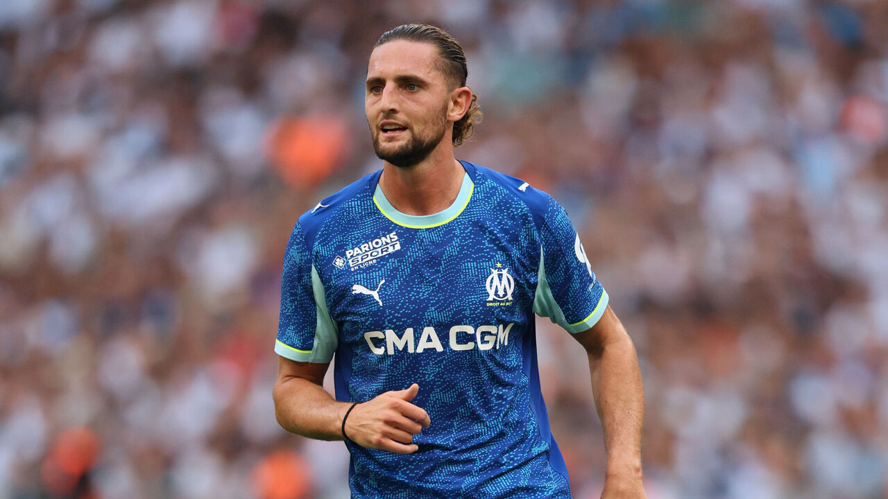 MARSEILLE, FRANCE - AUGUST 9: Adrien Rabiot of Olympique de Marseille running during the Pre-Season Friendly match between Olympique de Marseille and Aston Villa at Orange Velodrome on August 9, 2025 in Marseille, France.