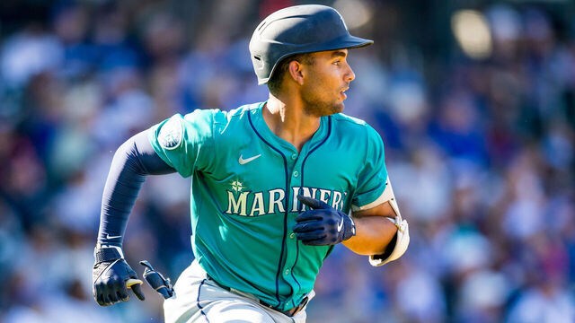 MESA, ARIZONA - MARCH 08: Harry Ford #72 of the Seattle Mariners rounds the bases after hitting a home run during the first inning of a Spring Training game against the Chicago Cubs at Sloan Park on March 08, 2025 in Mesa, Arizona.