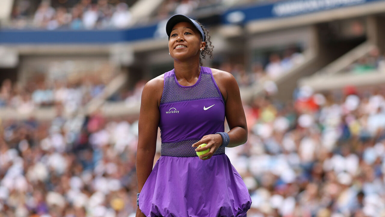 NEW YORK, NEW YORK - SEPTEMBER 01: Naomi Osaka of Japan looks on against Coco Gauff of the United States during their Women's Singles Fourth Round match on Day Nine of the 2025 US Open at USTA Billie Jean King National Tennis Center on September 1, 2025 in the Flushing neighborhood of the Queens borough of New York City.