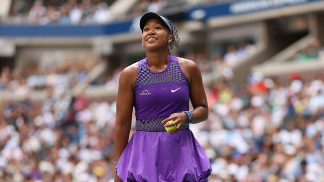 NEW YORK, NEW YORK - SEPTEMBER 01: Naomi Osaka of Japan looks on against Coco Gauff of the United States during their Women's Singles Fourth Round match on Day Nine of the 2025 US Open at USTA Billie Jean King National Tennis Center on September 1, 2025 in the Flushing neighborhood of the Queens borough of New York City.