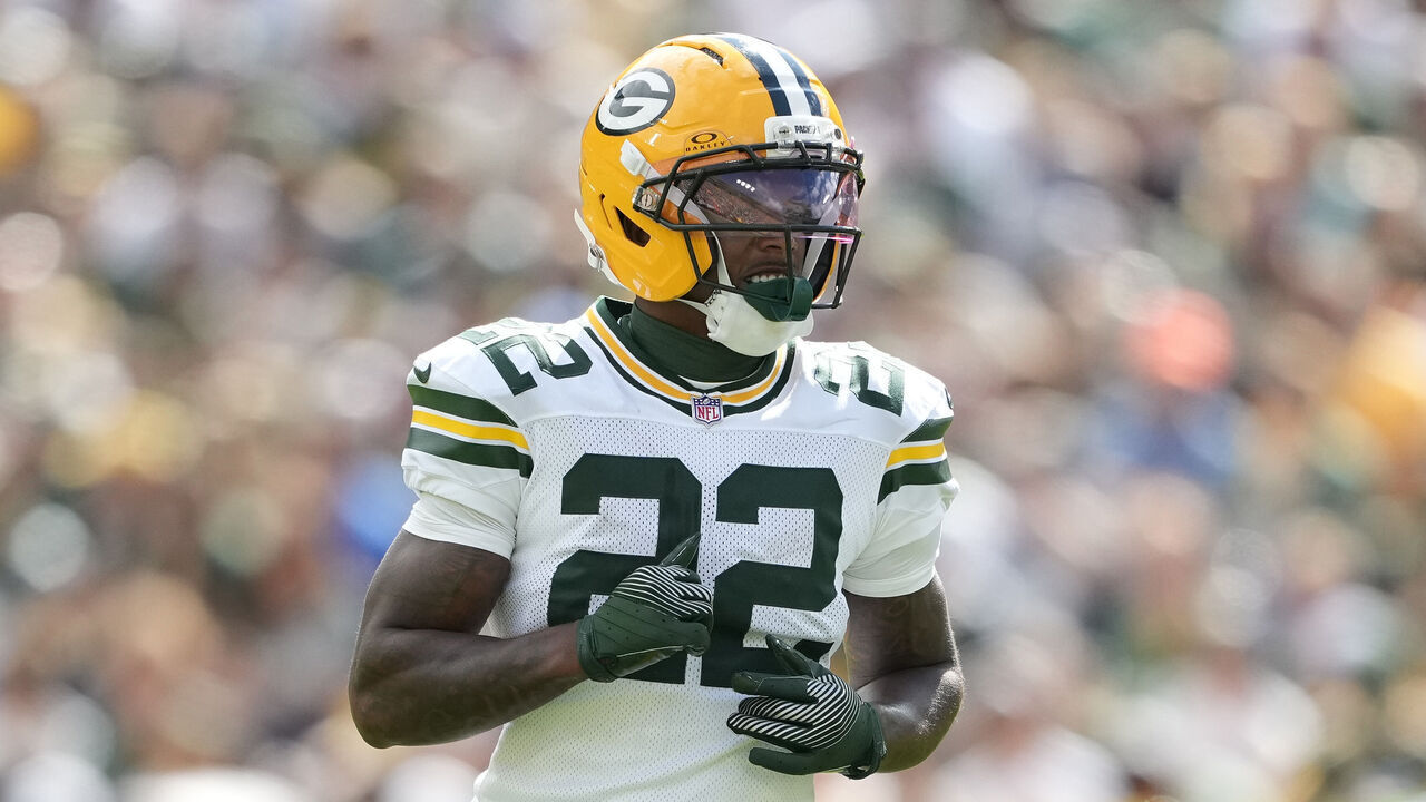 GREEN BAY, WISCONSIN - AUGUST 23: Matthew Golden #22 of the Green Bay Packers prepares for a play in the first quarter during the NFL Preseason 2025 game between Seattle Seahawks and Green Bay Packers at Lambeau Field on August 23, 2025 in Green Bay, Wisconsin.