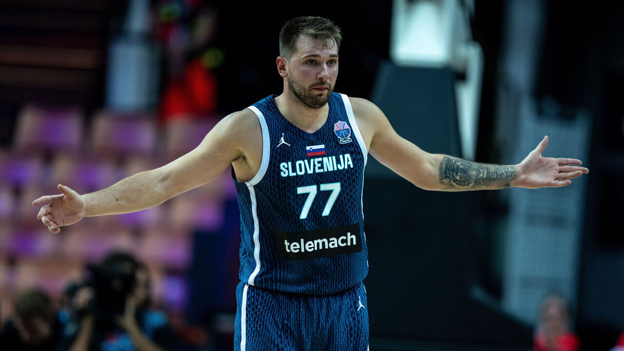 KATOWICE, POLAND - SEPTEMBER 2: Luka Doncic of Slovenia and NBA player for Los Angeles Lakers during the Group D FIBA Eurobasket 2025 game between Iceland v Slovenia at Spodek Arena on September 2, 2025 in Katowice, Poland.