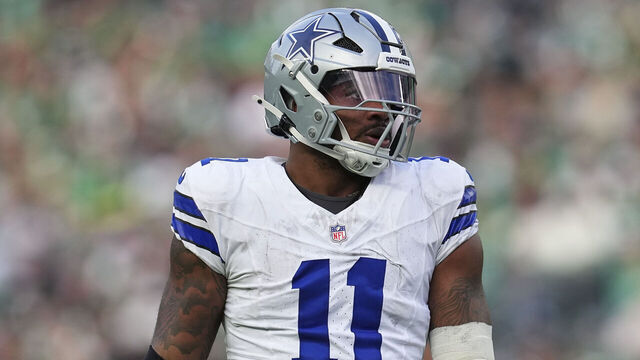 PHILADELPHIA, PENNSYLVANIA - DECEMBER 29: Micah Parsons #11 of the Dallas Cowboys looks on against the Philadelphia Eagles at Lincoln Financial Field on December 29, 2024 in Philadelphia, Pennsylvania.