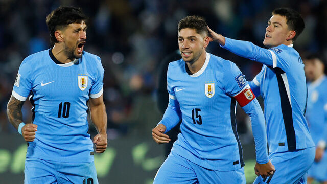 MONTEVIDEO, URUGUAY - SEPTEMBER 04: Giorgian de Arrascaeta of Uruguay celebrates after scoring the team's second goal during the South American FIFA World Cup 2026 Qualifier match between Uruguay and Peru at Centenario Stadium on September 04, 2025 in Montevideo, Uruguay.