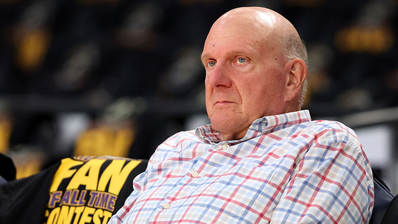 LOS ANGELES, CALIFORNIA - MARCH 02: Owner Steven Ballmer of the LA Clippers looks on before the game against the Los Angeles Lakers at Crypto.com Arena on March 02, 2025 in Los Angeles, California.