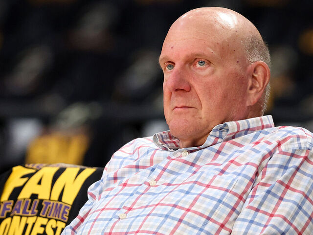 LOS ANGELES, CALIFORNIA - MARCH 02: Owner Steven Ballmer of the LA Clippers looks on before the game against the Los Angeles Lakers at Crypto.com Arena on March 02, 2025 in Los Angeles, California.