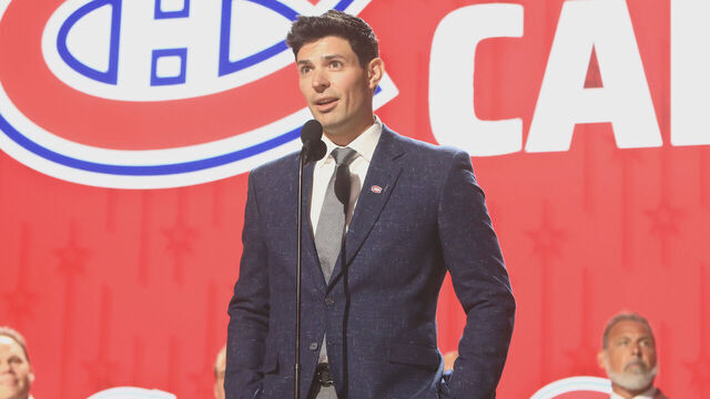 NASHVILLE, TN - JUNE 28: Carey Price of the Montreal Canadiens is shown during the first round of the 2023 Upper Deck NHL Draft, held on June 28, 2023, at Bridgestone Arena in Nashville, Tennessee.