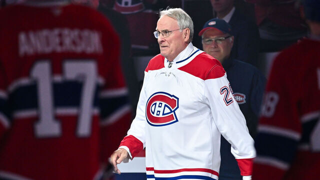 MONTREAL, CANADA - OCTOBER 22: Montreal Canadiens alumni Ken Dryden walks across the rink during a pregame ceremony against the New York Rangers at the Bell Centre on October 22, 2024 in Montreal, Quebec, Canada. The New York Rangers defeated the Montreal Canadiens 7-2.