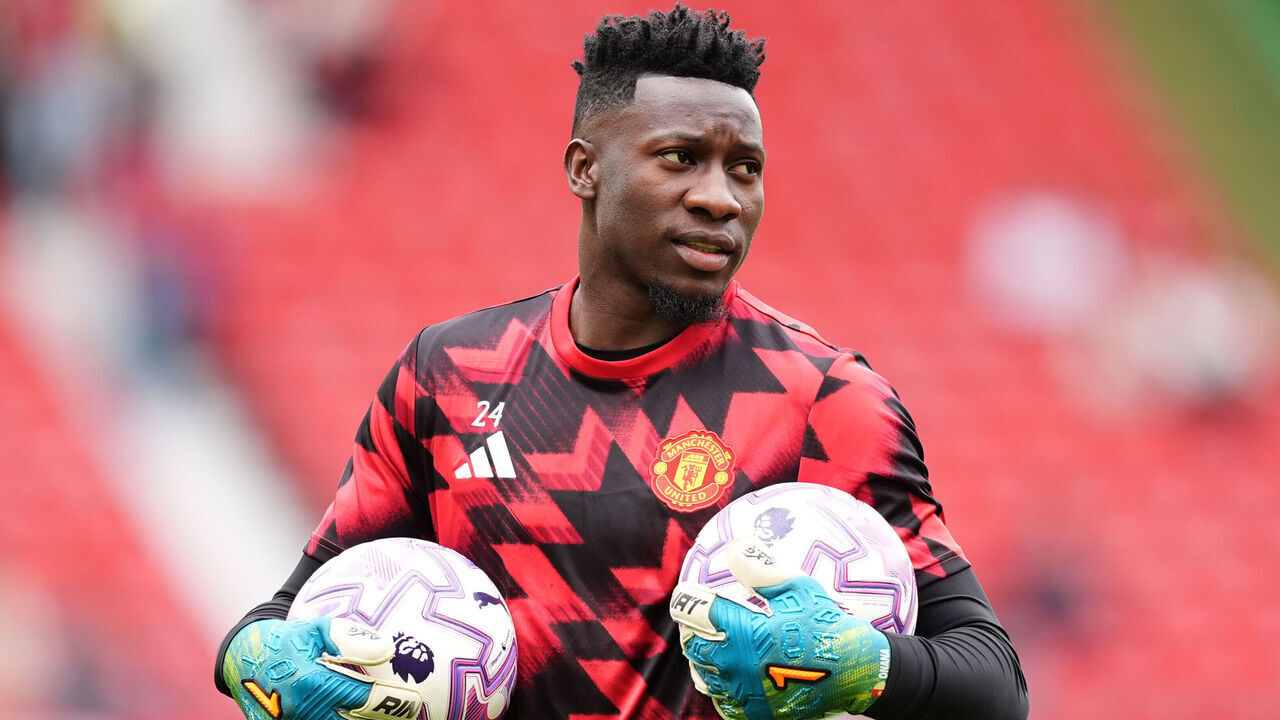 Manchester United goalkeeper Andre Onana before the Premier League match at Old Trafford, Manchester. Picture date: Saturday August 30, 2025.