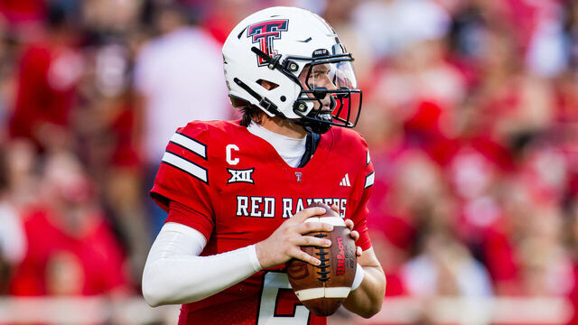 LUBBOCK, TEXAS - AUGUST 30: Behren Morton #2 of the Texas Tech Red Raiders looks to pass the ball during the first half of the game against the Arkansas-Pine Bluff Golden Lions at Jones AT&T Stadium on August 30, 2025 in Lubbock, Texas.