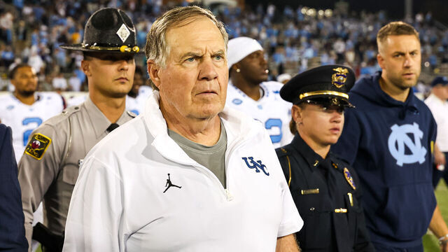 CHARLOTTE, NORTH CAROLINA - SEPTEMBER 06: Head Coach Bill Belichick of the North Carolina Tar Heels walks off the field after the football game against the Charlotte 49ers at Jerry Richardson Stadium on September 06, 2025 in Charlotte, North Carolina.