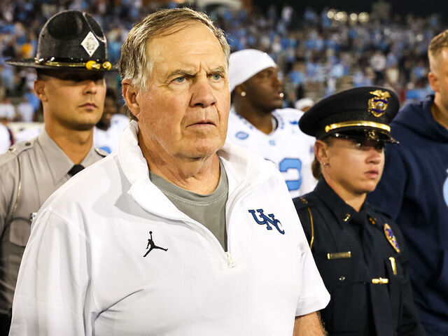 CHARLOTTE, NORTH CAROLINA - SEPTEMBER 06: Head Coach Bill Belichick of the North Carolina Tar Heels walks off the field after the football game against the Charlotte 49ers at Jerry Richardson Stadium on September 06, 2025 in Charlotte, North Carolina.