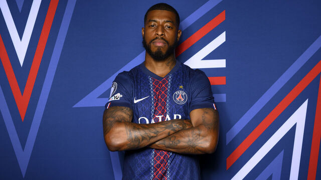 PARIS, FRANCE - AUGUST 27: Presnel Kimpembe of Paris Saint-Germain poses for a portrait during the official UEFA Champions League 2025/26 portrait session on August 27, 2025 in Paris, France.