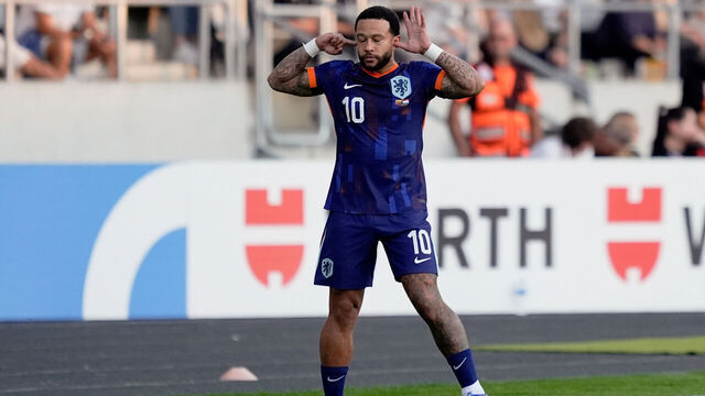 , LITHUANIA - SEPTEMBER 7: Memphis Depay of Holland celebrates 0-1, his 51st goal for the Dutch national team, making him top scorer of all time during the World Cup Qualifier match between Lithuania v Holland on September 7, 2025