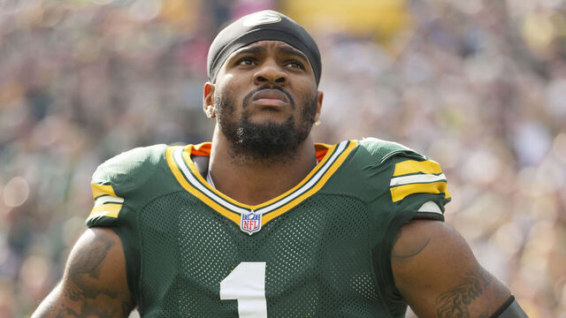 GREEN BAY, WISCONSIN - SEPTEMBER 7: Micah Parsons #1 of the Green Bay Packers looks on prior to an NFL football game against the Detroit Lions at Lambeau Field on September 7, 2025 in Green Bay, Wisconsin.