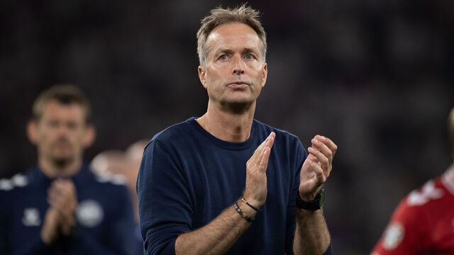 DORTMUND, GERMANY - JUNE 29: Kasper Hjulmand, Head Coach of Denmark, acknowledges the fans following the UEFA EURO 2024 round of 16 match between Germany and Denmark at Football Stadium Dortmund on June 29, 2024 in Dortmund, Germany.