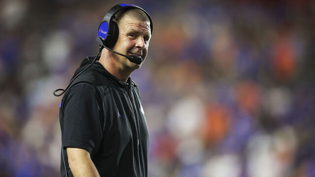 GAINESVILLE, FLORIDA - AUGUST 30: Head coach Billy Napier of the Florida Gators looks on during the second half of a game against the Long Island Sharks at Ben Hill Griffin Stadium on August 30, 2025 in Gainesville, Florida.