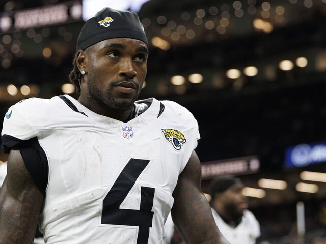 NEW ORLEANS, LOUISIANA - AUGUST 17: Tank Bigsby #4 of the Jacksonville Jaguars walks off the field prior to an NFL Preseason 2025 game against the New Orleans Saints at Caesars Superdome on August 17, 2025 in New Orleans, Louisiana.