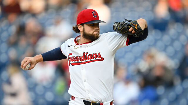 CLEVELAND, OHIO - SEPTEMBER 08: Starting pitcher Slade Cecconi #44 of the Cleveland Guardians pitches during the first inning against the Kansas City Royals at Progressive Field on September 08, 2025 in Cleveland, Ohio.
