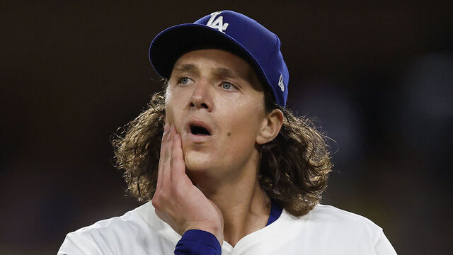 LOS ANGELES, CALIFORNIA - SEPTEMBER 08: Tyler Glasnow #31 of the Los Angeles Dodgers walks off the field after the third out against the Colorado Rockies in the seventh inning at Dodger Stadium on September 08, 2025 in Los Angeles, California.