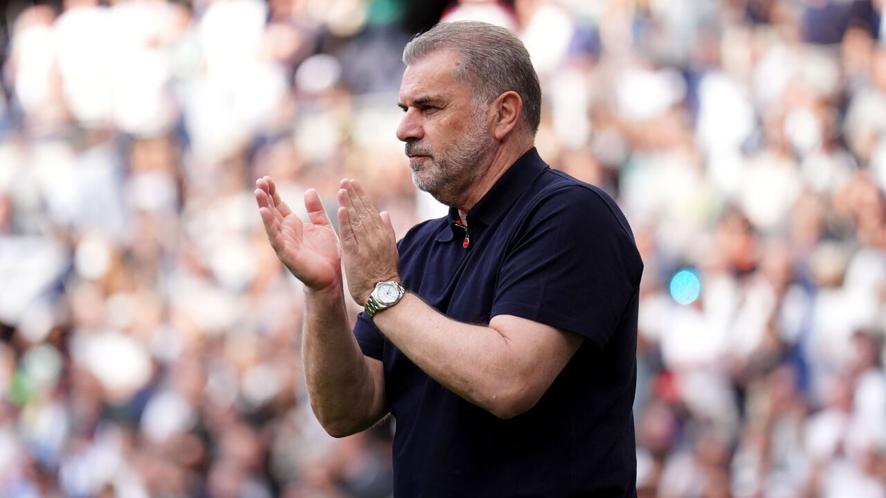 Tottenham Hotspur manager Ange Postecoglou applauds the fans after the Premier League match at the Tottenham Hotspur Stadium, London. Picture date: Sunday May 25, 2025.