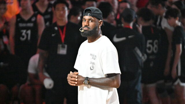 CHENGDU, CHINA - SEPTEMBER 05: NBA star LeBron James attends an exchange activity during his 2025 China Tour on September 5, 2025 in Chengdu, Sichuan Province of China.