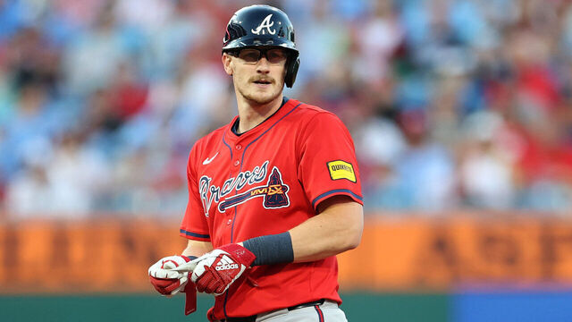PHILADELPHIA, PENNSYLVANIA - AUGUST 29: Sean Murphy #12 of the Atlanta Braves in action during a game against the Philadelphia Phillies at Citizens Bank Park on August 29, 2025 in Philadelphia, Pennsylvania.