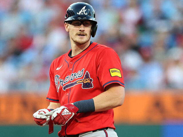 PHILADELPHIA, PENNSYLVANIA - AUGUST 29: Sean Murphy #12 of the Atlanta Braves in action during a game against the Philadelphia Phillies at Citizens Bank Park on August 29, 2025 in Philadelphia, Pennsylvania.
