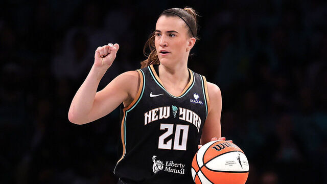 NEW YORK, NEW YORK - SEPTEMBER 09: Sabrina Ionescu #20 of the New York Liberty in action during the second half against the Washington Mystics at Barclays Center on September 09, 2025 in the Brooklyn borough of New York City. The Liberty won 75-66.