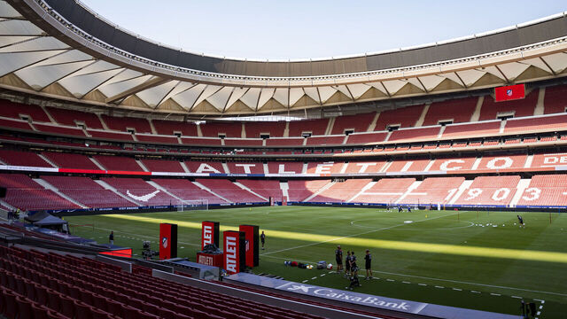 MADRID, SPAIN - 2025/08/21: General view of the Riyadh Air Metropolitano stadium during the training session of Atletico de Madrid.