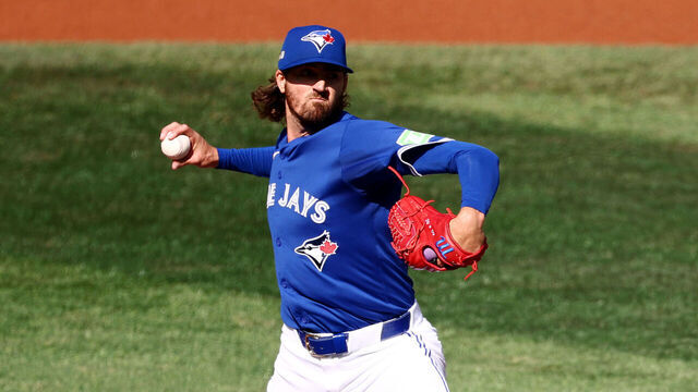 TORONTO, ON - SEPTEMBER 11: Kevin Gausman #34 of the Toronto Blue Jays pitches in the first inning during a game against the Houston Astros at Rogers Centre on September 11, 2025 in Toronto, Ontario, Canada.