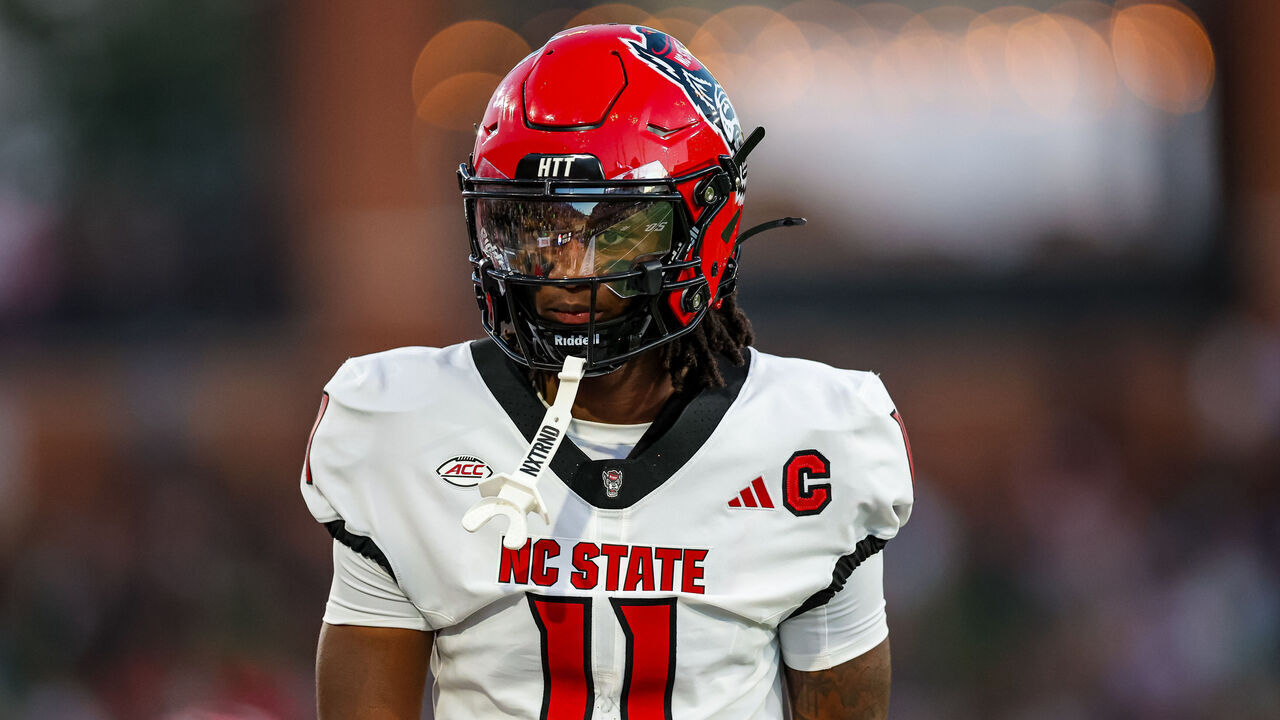 WINSTON-SALEM, NORTH CAROLINA - SEPTEMBER 11: CJ Bailey #11 of the North Carolina State Wolfpack looks on during the first half of a football game against the Wake Forest Demon Deacons at Allegacy Federal Credit Union Stadium on September 11, 2025 in Winston-Salem, North Carolina.