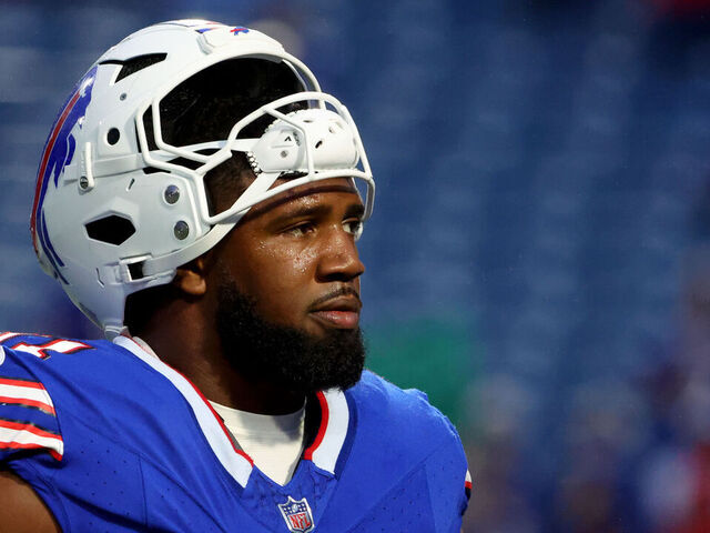 ORCHARD PARK, NEW YORK - SEPTEMBER 23: Ed Oliver #91 of the Buffalo Bills before a game against the Jacksonville Jaguars at Highmark Stadium on September 23, 2024 in Orchard Park, New York.