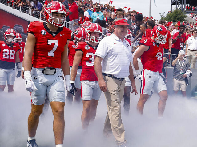 ATHENS, GEORGIA - SEPTEMBER 6: Head coach Kirby Smart of the Georgia Bulldogs prepares to take the field prior to the game against the Austin Peay Governors at Sanford Stadium on September 6, 2025 in Athens, Georgia.