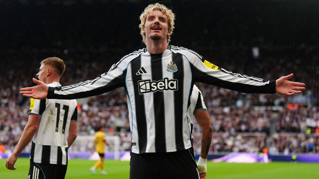 Newcastle United's Nick Woltemade celebrates scoring their side's first goal of the game during the Premier League match at St James' Park, Newcastle upon Tyne. Picture date: Saturday September 13, 2025.