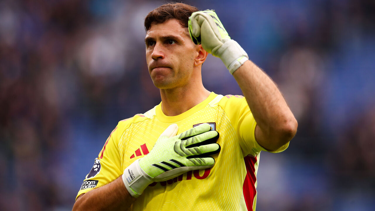Aston Villa goalkeeper Emiliano Martinez following the Premier League match at the Hill Dickinson Stadium, Liverpool. Picture date: Saturday September 13, 2025.