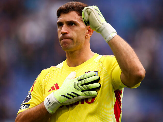 Aston Villa goalkeeper Emiliano Martinez following the Premier League match at the Hill Dickinson Stadium, Liverpool. Picture date: Saturday September 13, 2025.