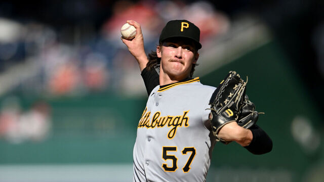 WASHINGTON, DC - SEPTEMBER 13: Bubba Chandler #57 of the Pittsburgh Pirates pitches in the secon inning against the Washington Nationals at Nationals Park on September 13, 2025 in Washington, DC.