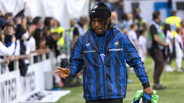 Ademola Lookman plays during the Serie A match between Atalanta and Parma at Gewiss Stadium in Bergamo, Italy, on May 25, 2025.