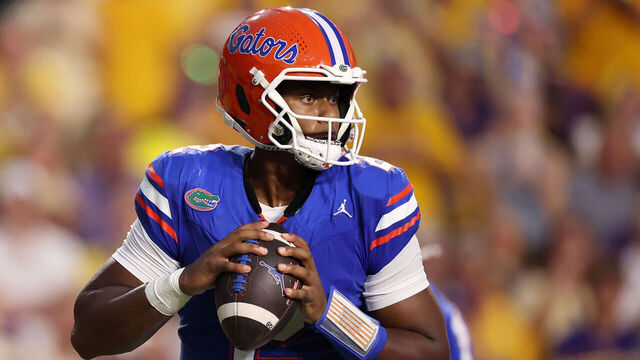 BATON ROUGE, LOUISIANA - SEPTEMBER 13: DJ Lagway #2 of the Florida Gators looks to pass the ball against the LSU Tigers at Tiger Stadium on September 13, 2025 in Baton Rouge, Louisiana.