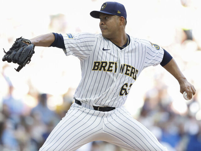 MILWAUKEE, WI - SEPTEMBER 14: Jose Quintana #62 of the Milwaukee Brewers pitches during the game between the St. Louis Cardinals and the Milwaukee Brewers at American Family Field on Sunday, September 14, 2025 in Milwaukee, Wisconsin.