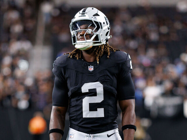 LAS VEGAS, NEVADA - SEPTEMBER 15: Ashton Jeanty #2 of the Las Vegas Raiders stands on the field prior to an NFL football game against the Los Angeles Chargers at Allegiant Stadium on September 15, 2025 in Las Vegas, Nevada.