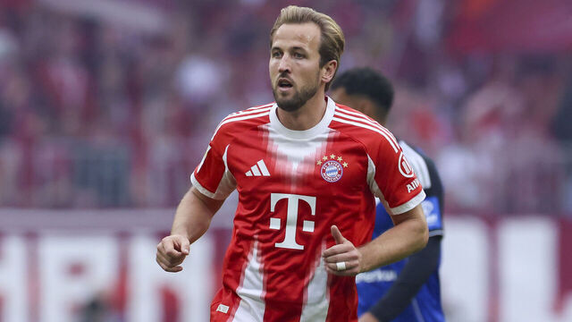 München, Germany - September 13: Harry Kane of Bayern Muenchen looks on during the Bundesliga match between FC Bayern München and Hamburger SV at Allianz Arena on September 13, 2025 in München, Germany.