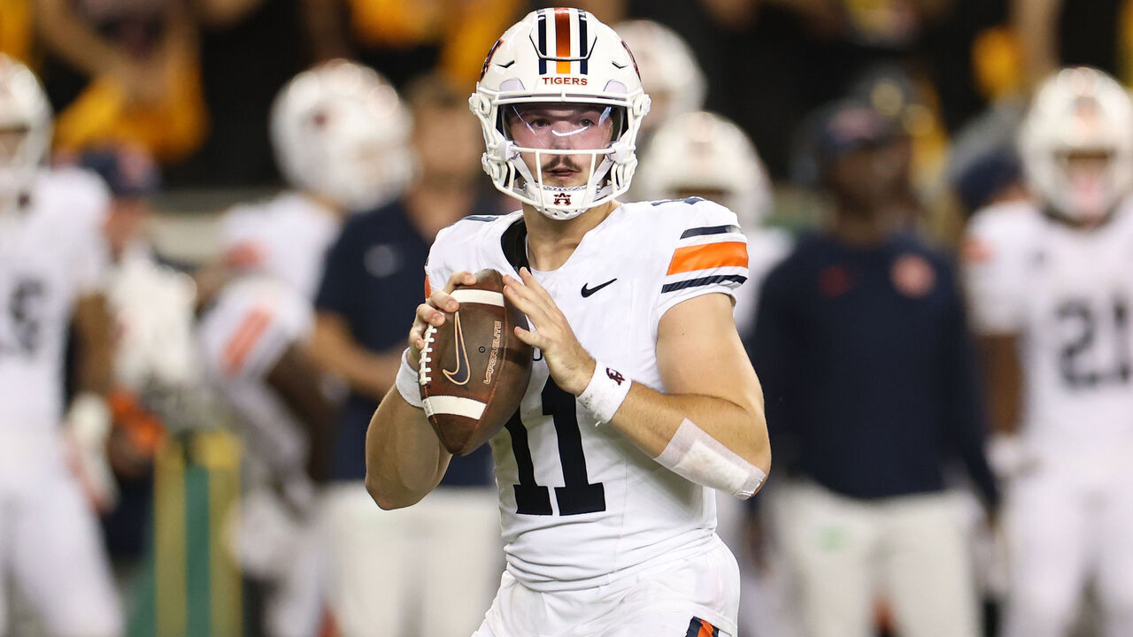 WACO, TEXAS - AUGUST 29: Jackson Arnold #11 of the Auburn Tigers looks to pass during the second half of a game against the Baylor Bears at McLane Stadium on August 29, 2025 in Waco, Texas.