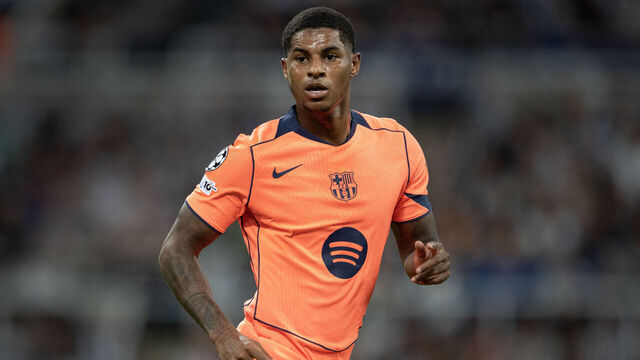 NEWCASTLE UPON TYNE, ENGLAND - SEPTEMBER 18: Marcus Rashford of Barcelona in action during the UEFA Champions League 2025/26 League Phase MD1 match between Newcastle United FC and FC Barcelona at St James' Park on September 18, 2025 in Newcastle upon Tyne, England.